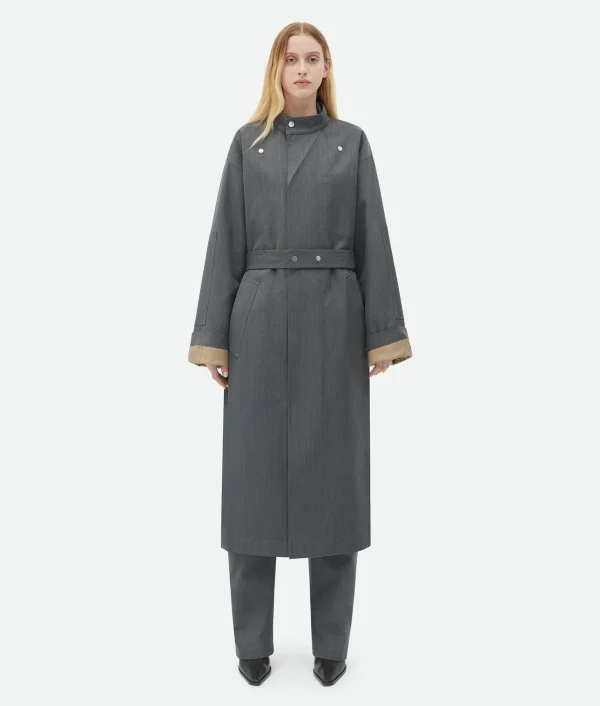 Bottega Veneta Bonded Wool And Cotton Parka>Women Coats