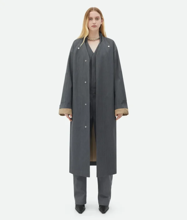 Bottega Veneta Bonded Wool And Cotton Parka>Women Coats