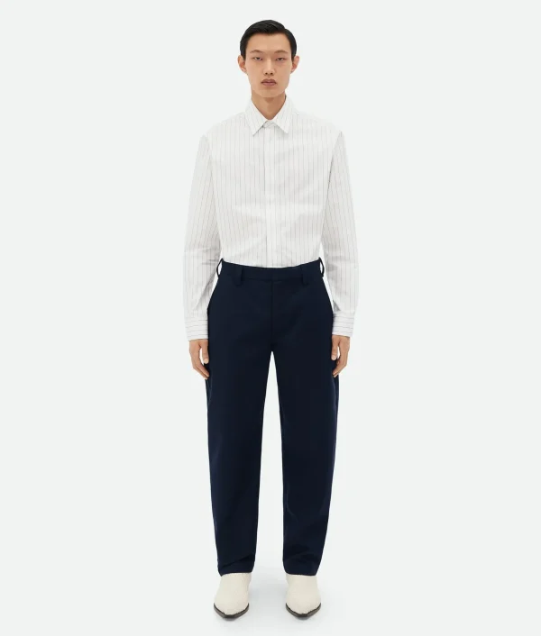 Bottega Veneta Bonded Wool And Cotton Tapered Pants> Trousers And Shorts