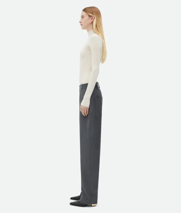 Bottega Veneta Bonded Wool And Cotton Tapered Pants>Women Trousers And Shorts