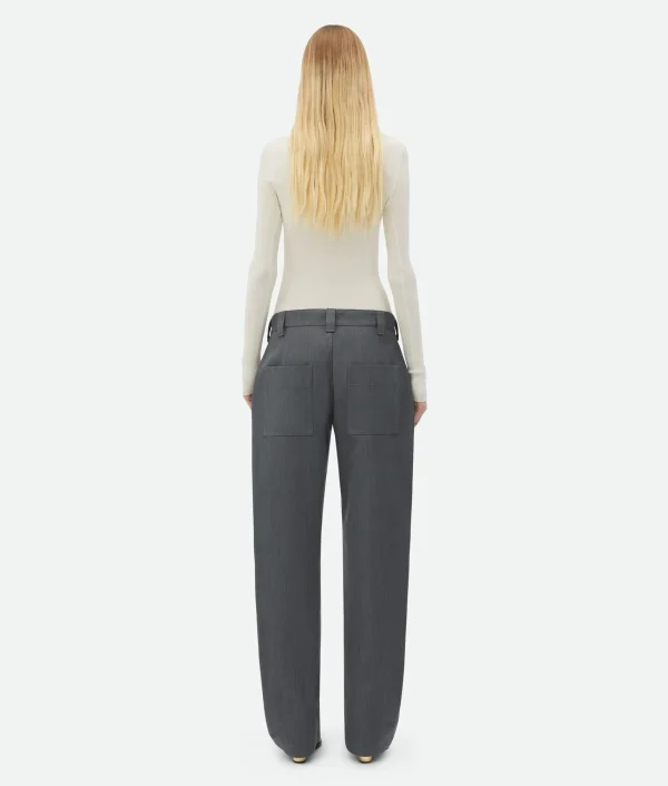 Bottega Veneta Bonded Wool And Cotton Tapered Pants>Women Trousers And Shorts