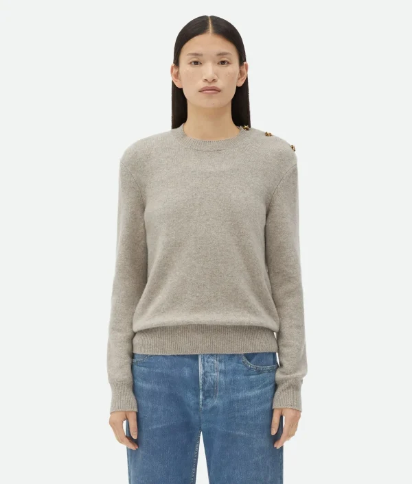 Bottega Veneta Cashmere Sweater With Knot Buttons>Women Knitwear