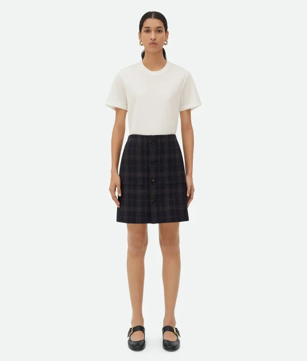 Bottega Veneta Checked Cotton Mouline Skirt>Women Skirts