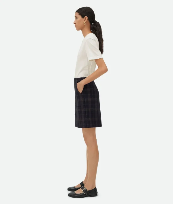 Bottega Veneta Checked Cotton Mouline Skirt>Women Skirts