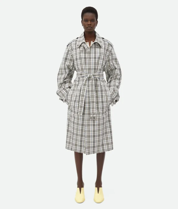 Bottega Veneta Checked Cotton Trench Coat>Women Coats