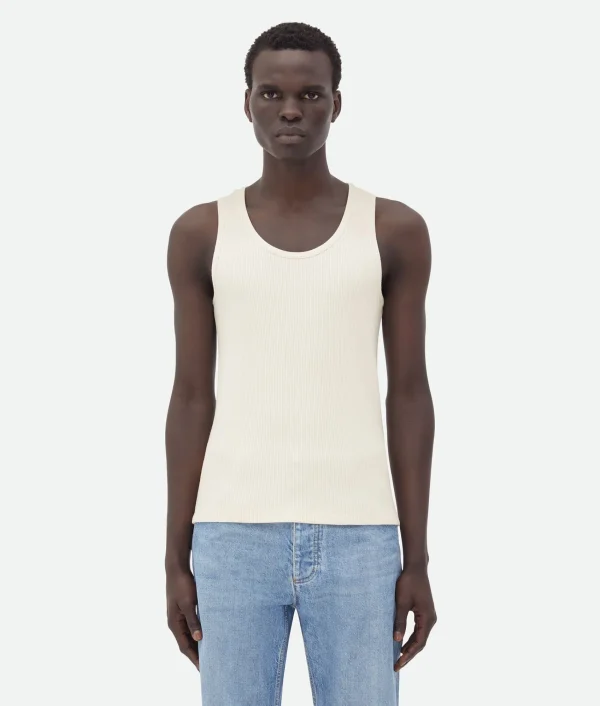 Bottega Veneta Compact Cotton Rib Jersey Tank Top> T-Shirts