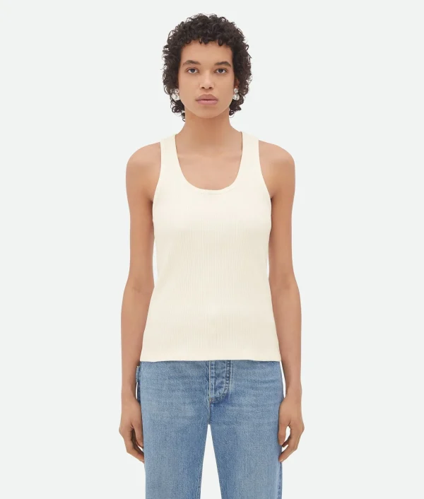 Bottega Veneta Compact Cotton Rib Jersey Tank Top>Women Tops And T-Shirts