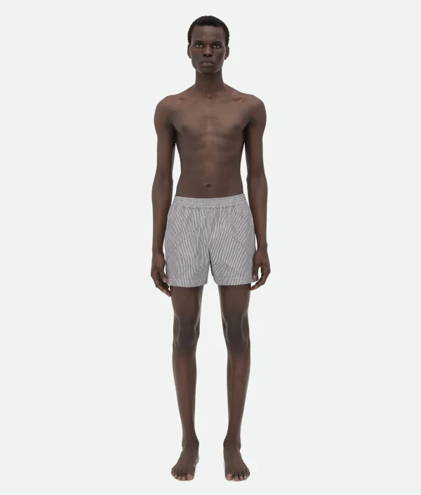 Bottega Veneta Cotton And Nylon Intreccio Swim Shorts> Swimwear
