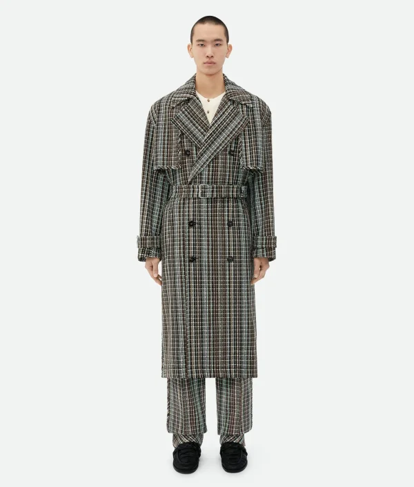 Bottega Veneta Cotton Check Trench Coat> Coats