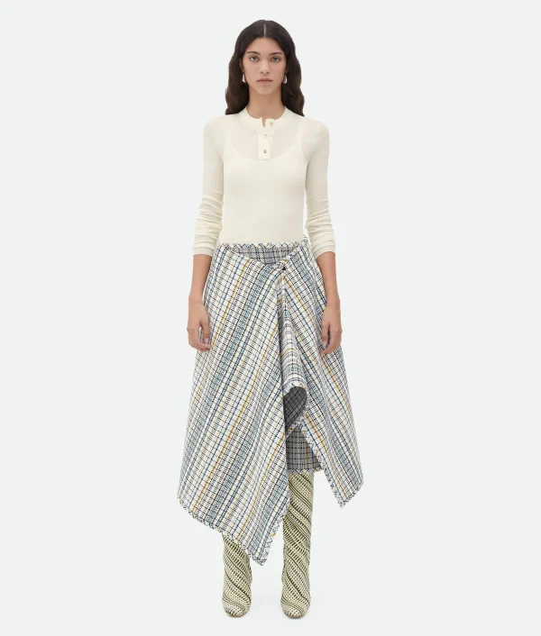 Bottega Veneta Cotton Check Wrapped Skirt>Women Skirts