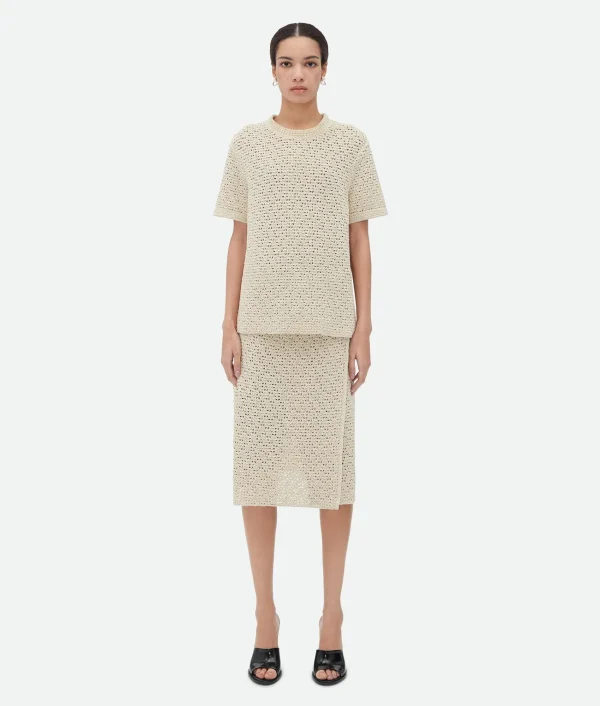 Bottega Veneta Cotton Crochet T-Shirt>Women Tops And T-Shirts | Knitwear