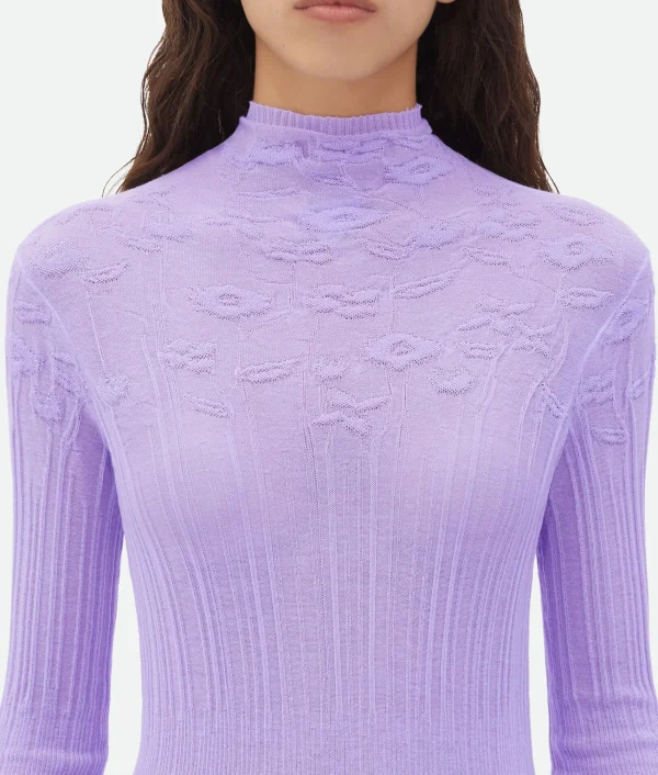 Bottega Veneta Cotton Flowers High Neck Jumper>Women Knitwear