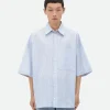 Bottega Veneta Cotton Linen Check Overshirt With "BV" Embroidery> Shirts