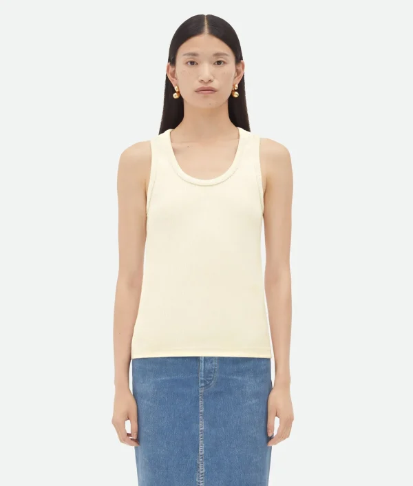 Bottega Veneta Cotton Rib Tank Top With Label>Women Tops And T-Shirts