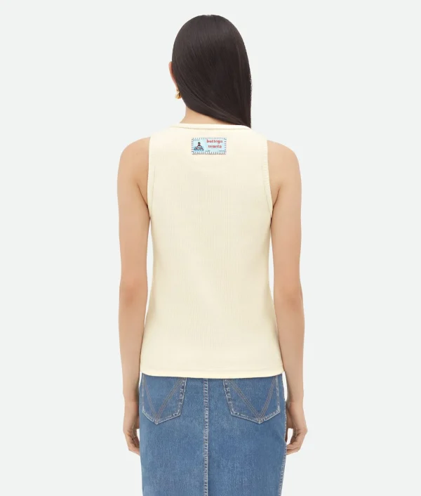 Bottega Veneta Cotton Rib Tank Top With Label>Women Tops And T-Shirts