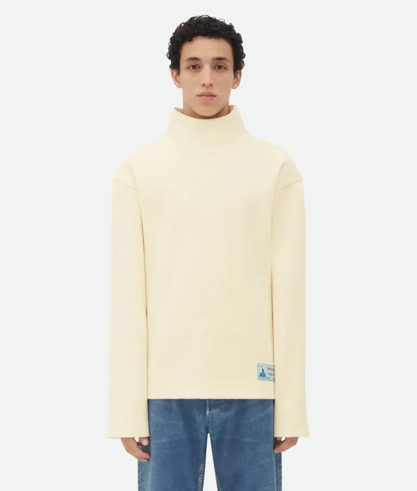 Bottega Veneta Cotton Rib T-Shirt With Label> Knitwear