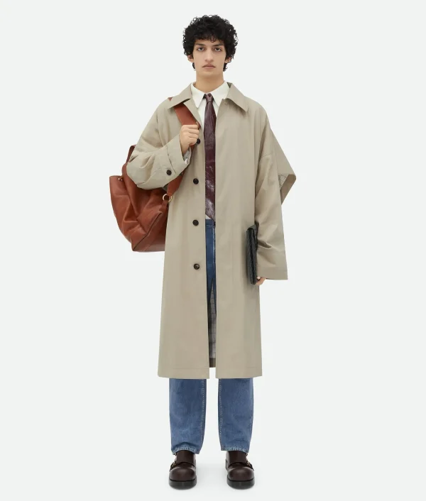 Bottega Veneta Cotton Silk Cape Trench With Check Lining> Coats
