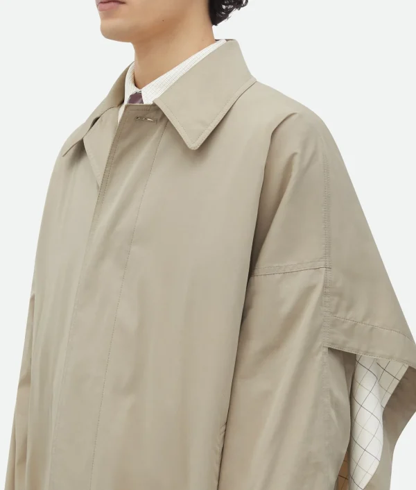 Bottega Veneta Cotton Silk Cape Trench With Check Lining> Coats
