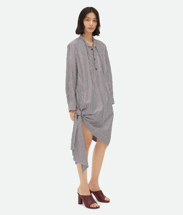 Bottega Veneta Cotton Striped Dress With Knot Detail>Women Dresses
