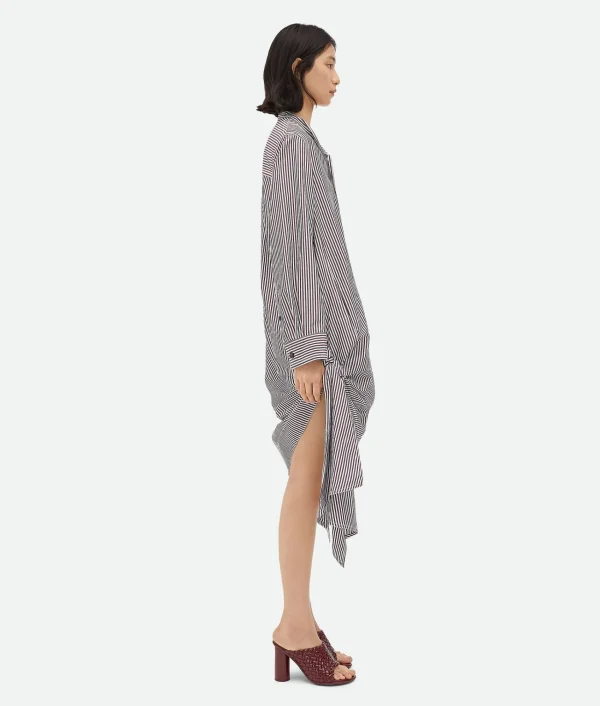 Bottega Veneta Cotton Striped Dress With Knot Detail>Women Dresses