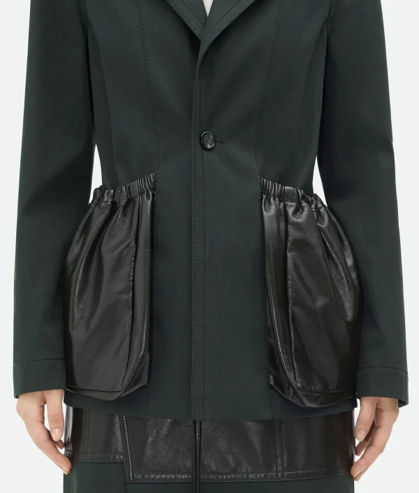Bottega Veneta Cotton Twill Jacket With Leather Pockets>Women Jackets
