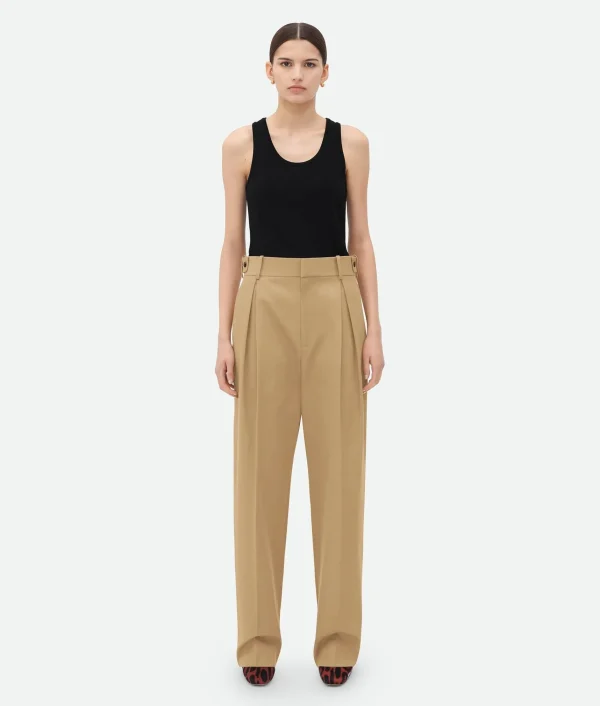 Bottega Veneta Cotton Twill Tapered Trousers>Women Trousers And Shorts