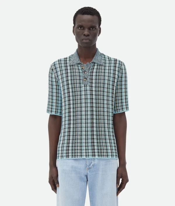 Bottega Veneta Cotton Viscose Check Polo> Polos | Knitwear