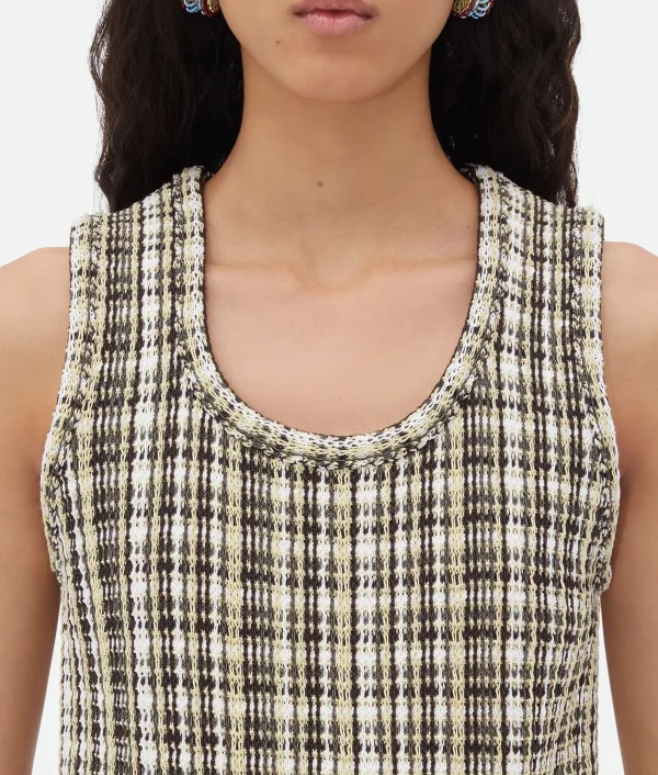 Bottega Veneta Cotton Viscose Check Top>Women Tops And T-Shirts
