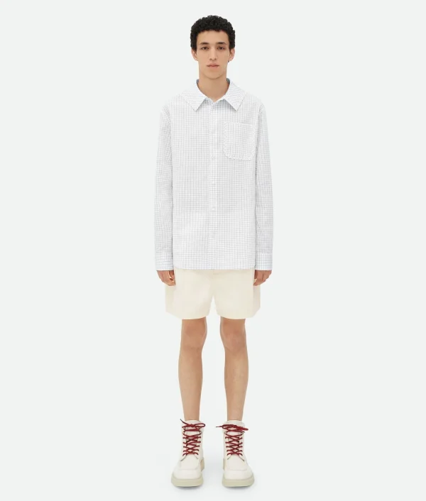 Bottega Veneta Crisp Cotton Silk Check Bandana Shirt> Shirts