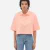 Bottega Veneta Cropped Cotton Piquet Polo>Women Tops And T-Shirts