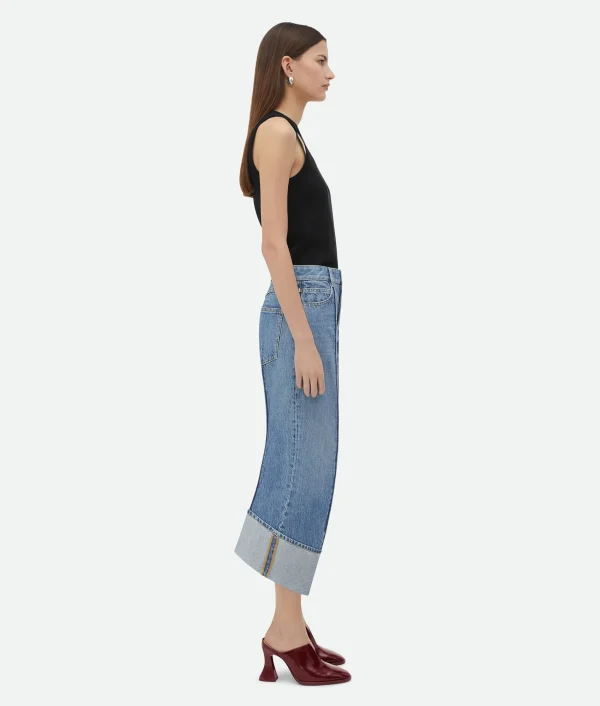 Bottega Veneta Curved Shape Vintage Indigo Denim>Women Denim