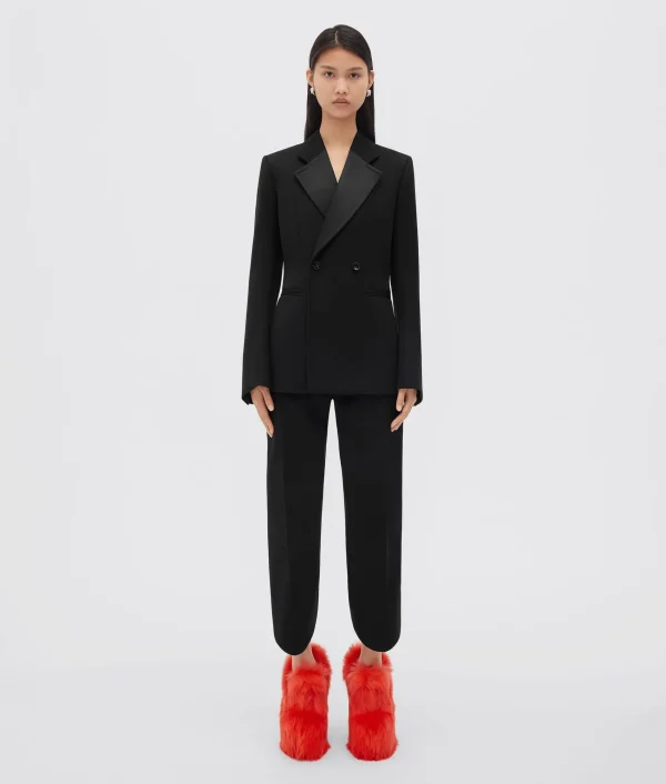 Bottega Veneta Curved Sleeves Compact Wool And Satin Jacket>Women Jackets