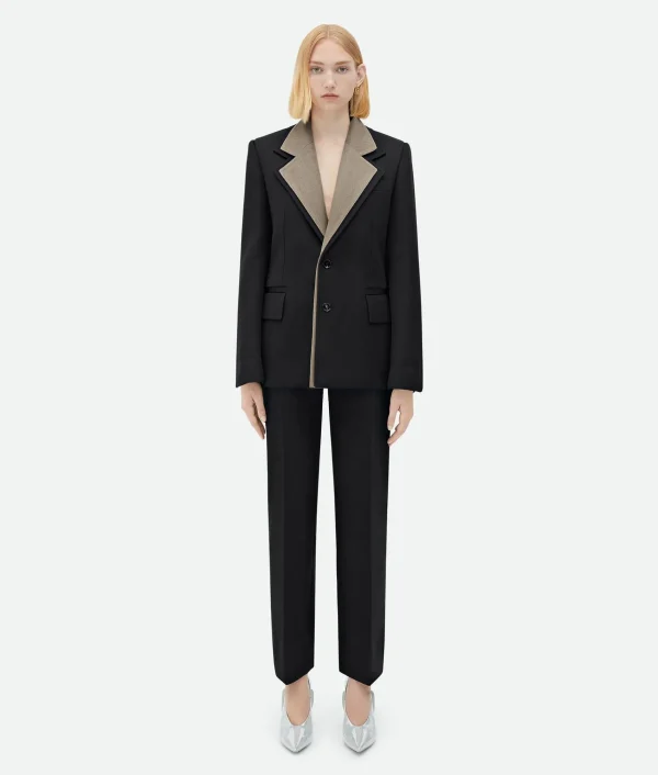 Bottega Veneta Curved Sleeves Wool Jacket With Contrasting Collar>Women Jackets