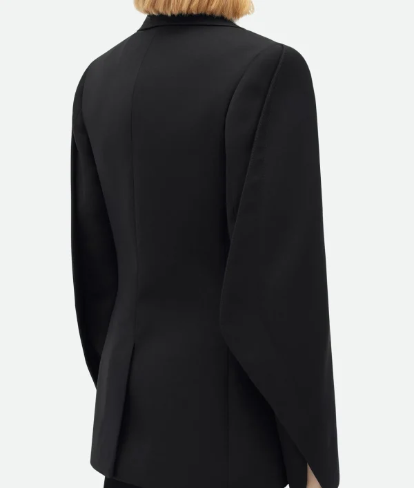 Bottega Veneta Curved Sleeves Wool Jacket With Contrasting Collar>Women Jackets