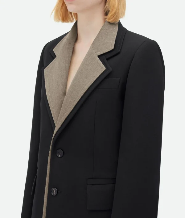 Bottega Veneta Curved Sleeves Wool Jacket With Contrasting Collar>Women Jackets