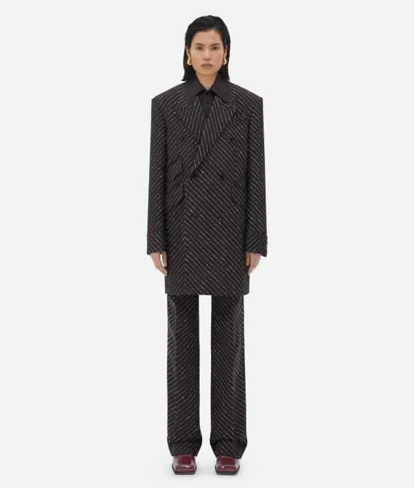 Bottega Veneta Diagonal Boucle Pinstripe Coat>Women Coats