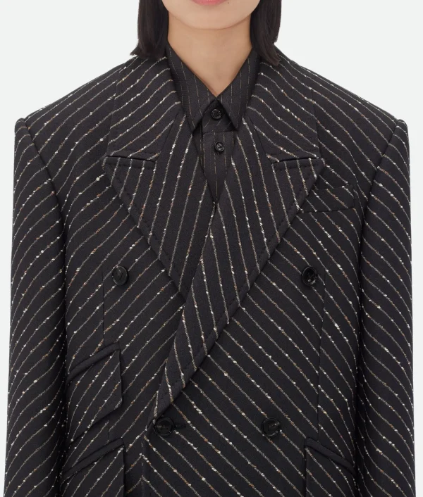 Bottega Veneta Diagonal Boucle Pinstripe Coat>Women Coats