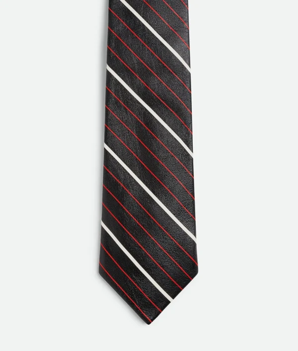 Bottega Veneta Diagonal Printed Leather Stripe Tie> Scarves And Ties