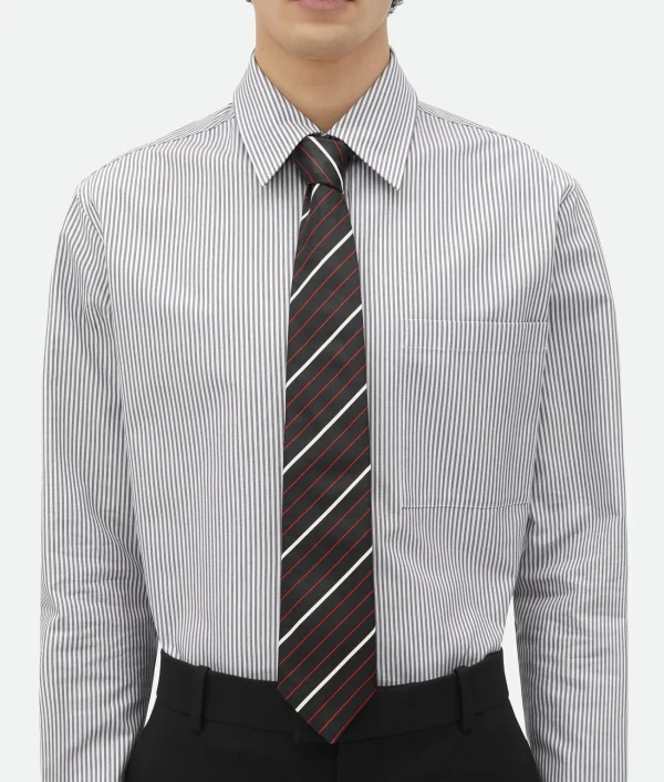 Bottega Veneta Diagonal Printed Leather Stripe Tie> Scarves And Ties