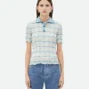 Bottega Veneta Distorted Stripe Cotton Polo>Women Tops And T-Shirts