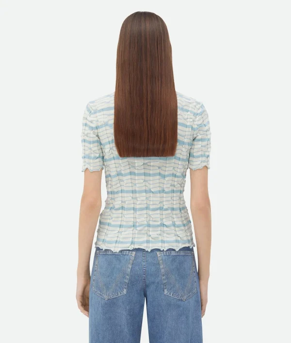 Bottega Veneta Distorted Stripe Cotton Polo>Women Tops And T-Shirts