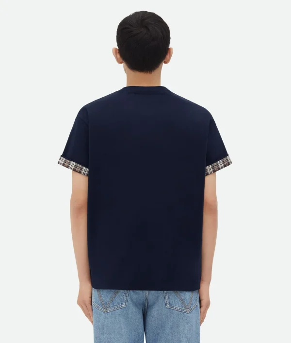 Bottega Veneta Double Layer Checked Cotton T-Shirt> T-Shirts