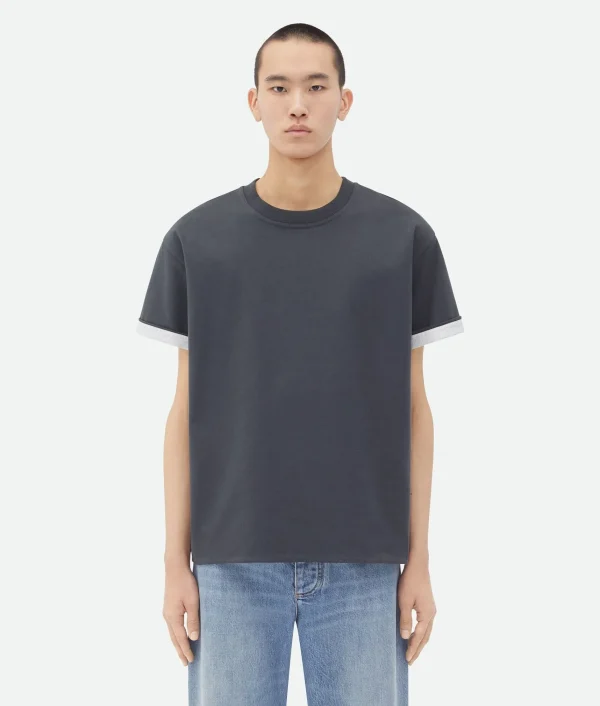 Bottega Veneta Double Layer Cotton Check T-Shirt> T-Shirts