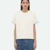 Bottega Veneta Double Layer Cotton Check T-Shirt>Women Tops And T-Shirts