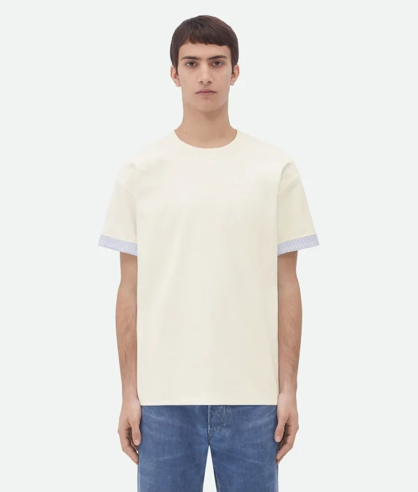 Bottega Veneta Double Layer Cotton Check T-Shirt> T-Shirts
