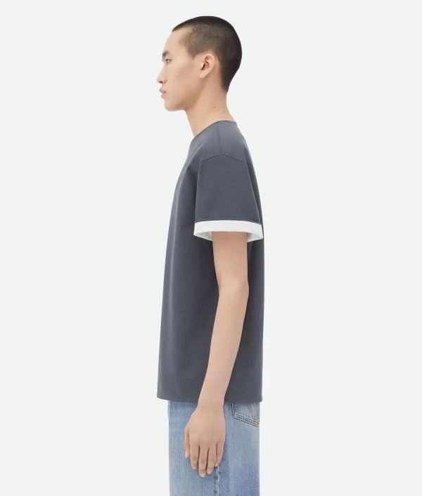 Bottega Veneta Double Layer Cotton Check T-Shirt> T-Shirts