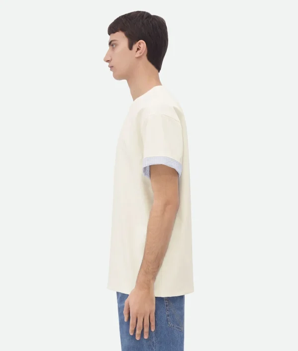 Bottega Veneta Double Layer Cotton Check T-Shirt> T-Shirts