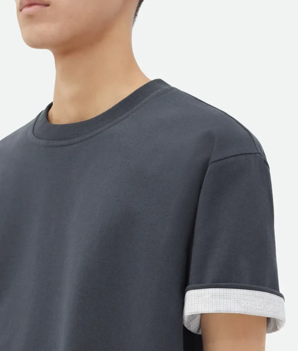 Bottega Veneta Double Layer Cotton Check T-Shirt> T-Shirts