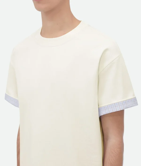 Bottega Veneta Double Layer Cotton Check T-Shirt> T-Shirts