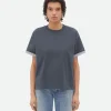 Bottega Veneta Double Layer Striped Cotton T-Shirt>Women Tops And T-Shirts